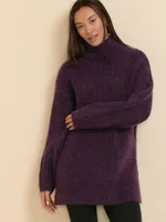 Wool-Blend Chunky Tunic Sweater