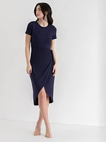 Crew Neck Short Sleeve Side Tie Dress