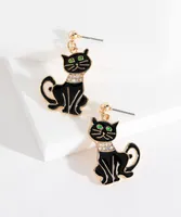 Rhinestone Cat Earring