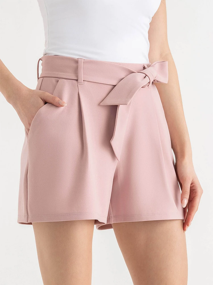 Belted Short Scuba Crepe