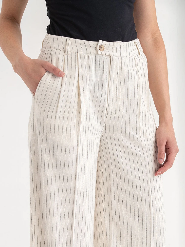 Wide Leg Linen Blend Pant