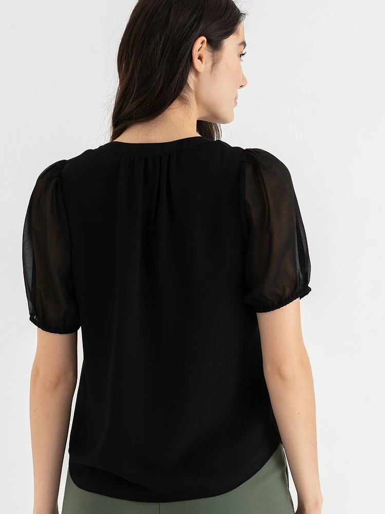 Stacey Short Sleeve Blouse with Buttons