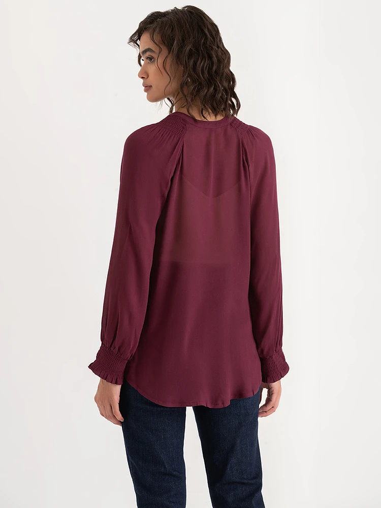 Tunic Blouse with Covered Buttons