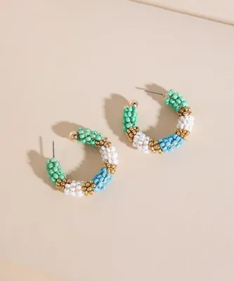 Multi-Colour Beaded Hoop Earrings