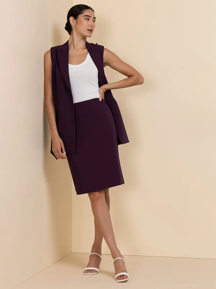 Long Line Belted Vest Luxe Tailored