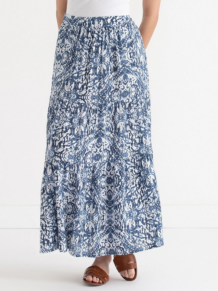 Tiered Linen Maxi Skirt