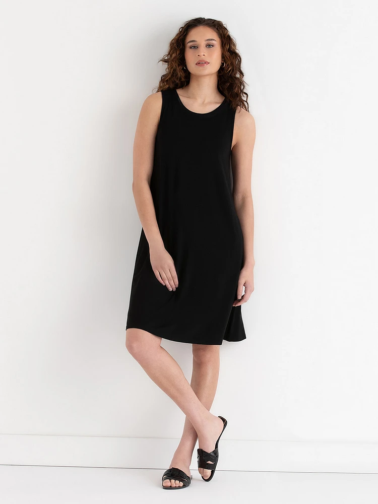 Sleeveless A-Line Dress with Pockets