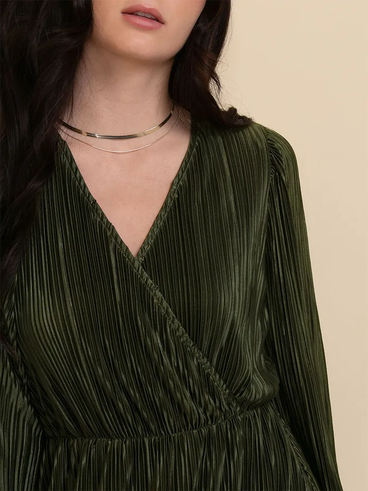 Plisse Crossover Dress