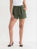 Belted Short Scuba Crepe