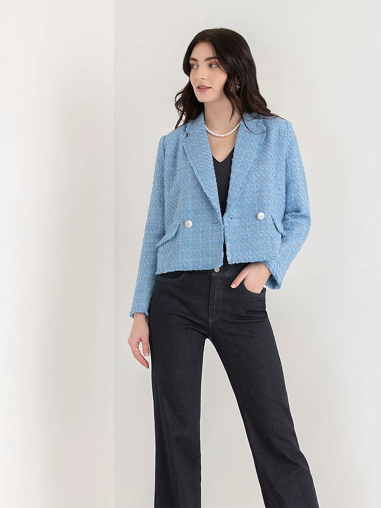 Double Button Cropped Blazer