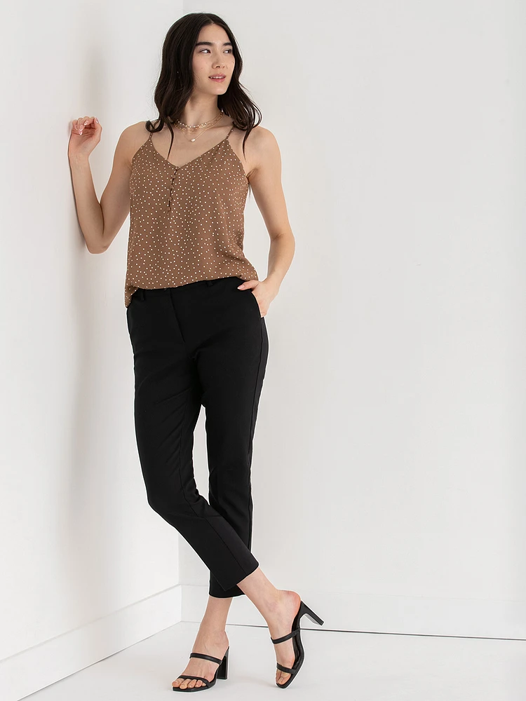 Sadie Strappy V-Neck Tank with Button