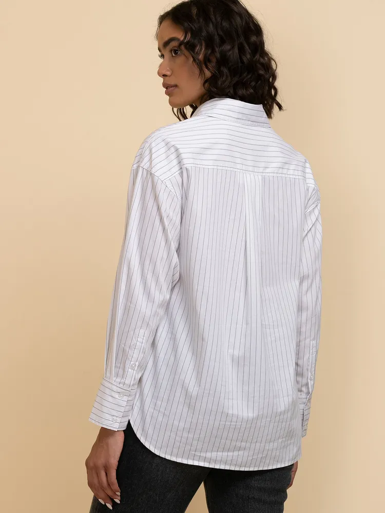 Long Sleeved Striped Boyfriend Shirt