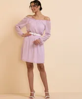 On/Off Shoulder Swiss Dot Dress