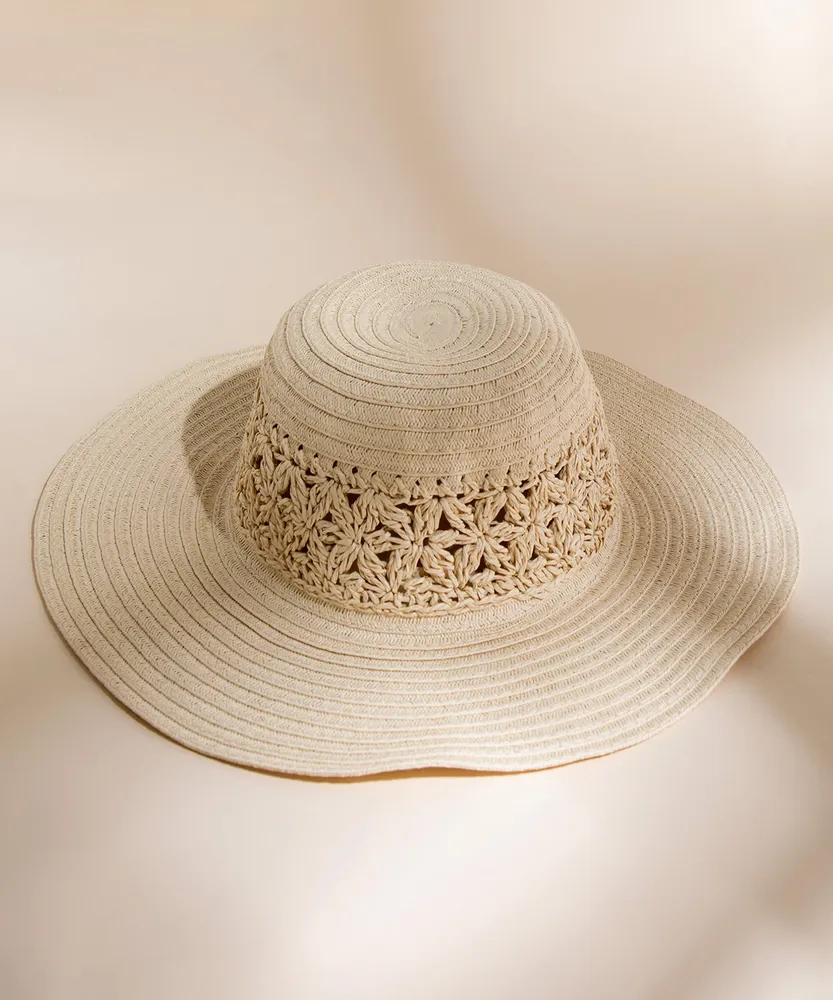 Sun Hat with Crochet Band