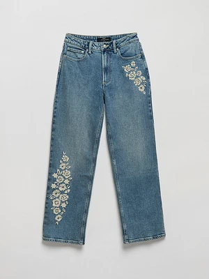 Mid Wash Straight Fit Jeans