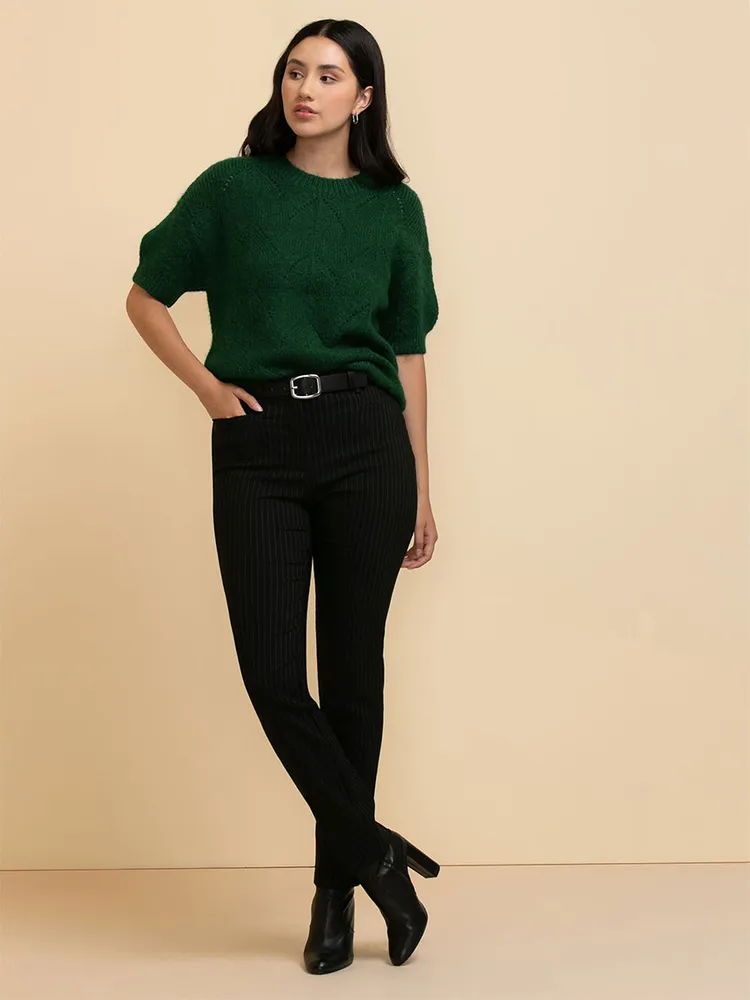 Elbow Sleeve Pointelle Sweater