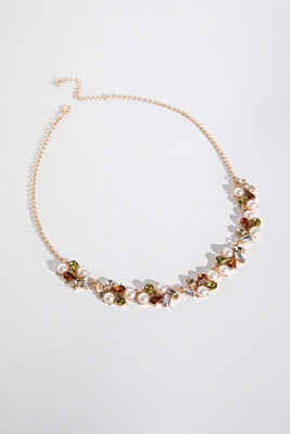 Statement Crystal + Pearl Necklace