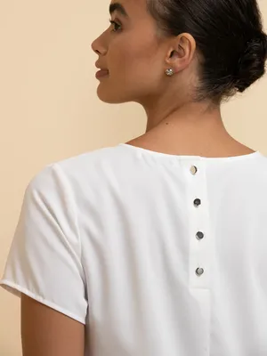 Lydia Short Sleeve Back-Button Blouse