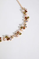 Statement Crystal + Pearl Necklace