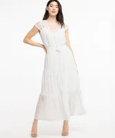 Lace Yoke V-Neck Dress