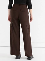 Cargo Wide Leg Crepe Pant