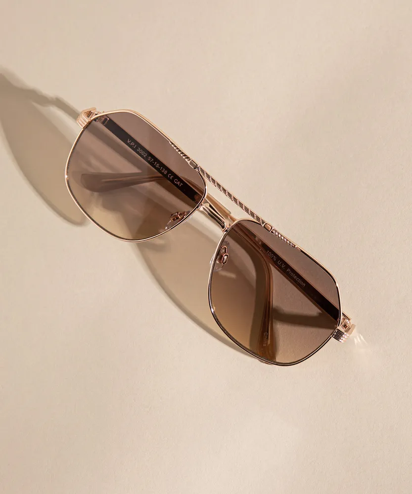 Rose Gold Aviator Sunglasses