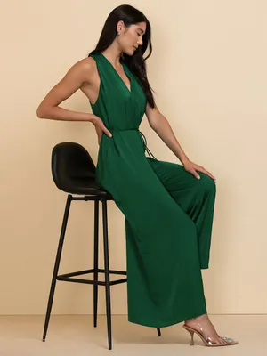 Sleeveless V-Neck Knot-Back Jumpsuit