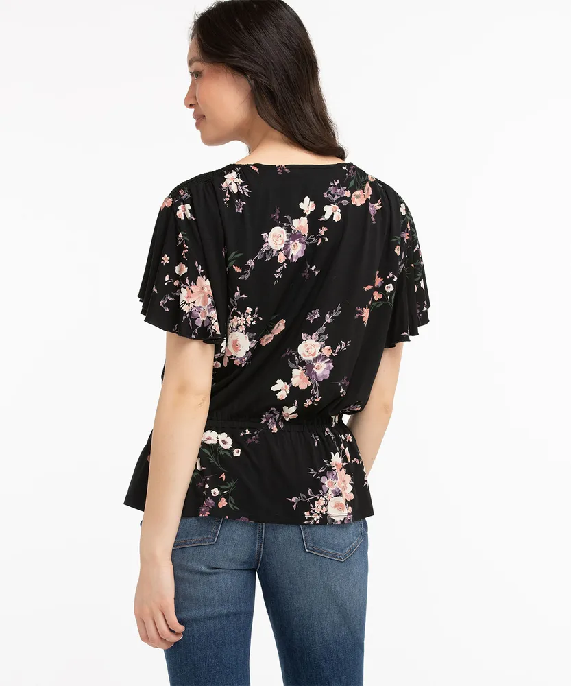 Flutter Sleeve Peplum Top