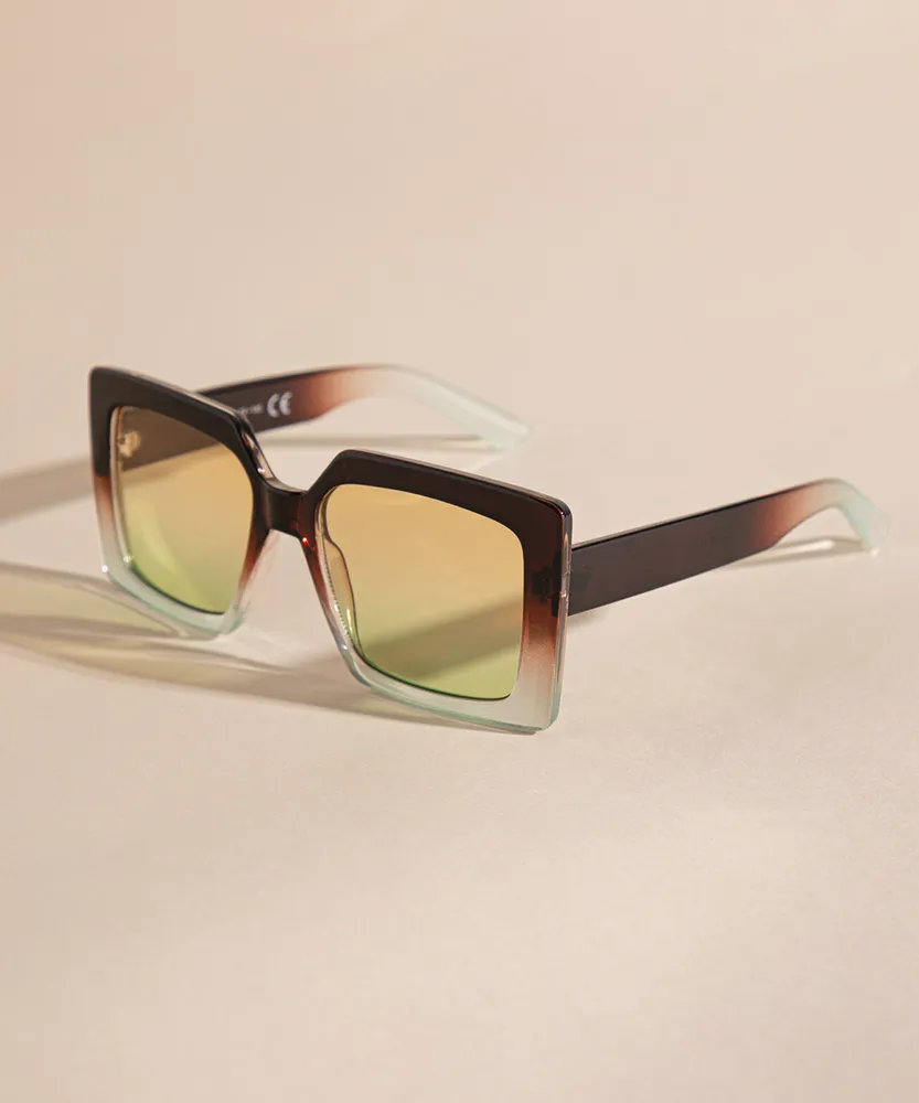 Translucent Ombre Square Frame with Yellow Lenses