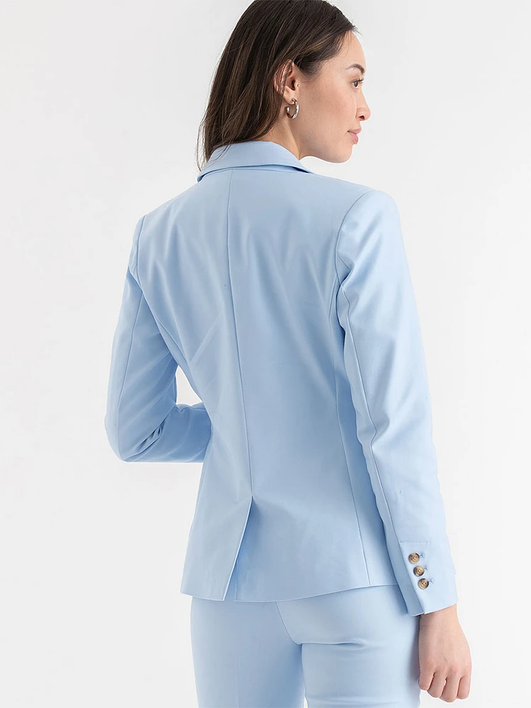 Single Button Cotton Sateen Blazer