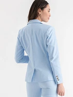 Single Button Cotton Sateen Blazer