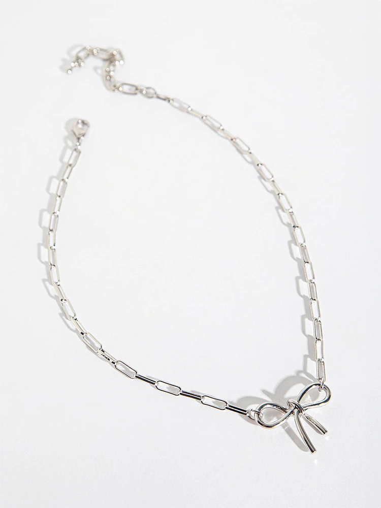 Bow Paper Clip Necklace