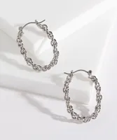 Twisted Chain Link Oval Hoop Earrings