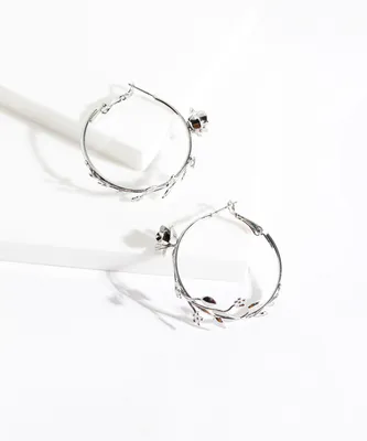 Metal Rose Hoop Earring