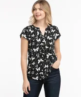 Short Sleeve Henley Pocket Blouse