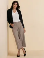 Short Sleeve V-Neck Blouse with Smocked Yoke