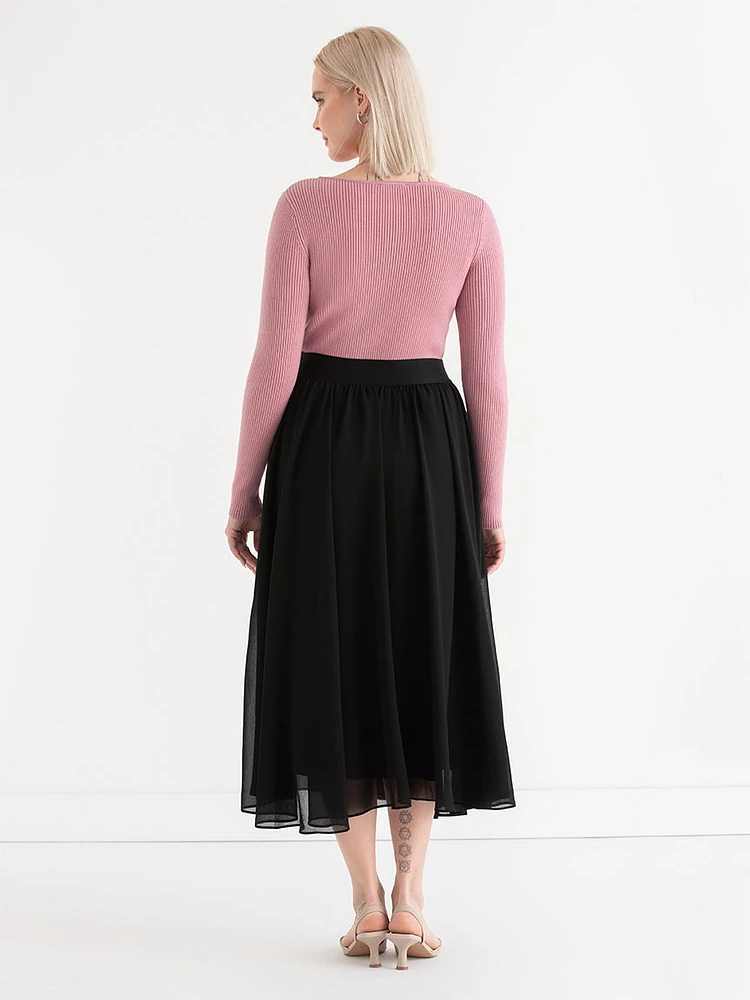 Chiffon A-Line Midi Skirt