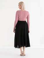 Chiffon A-Line Midi Skirt