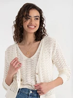 Long Sleeve Pointelle Cardigan