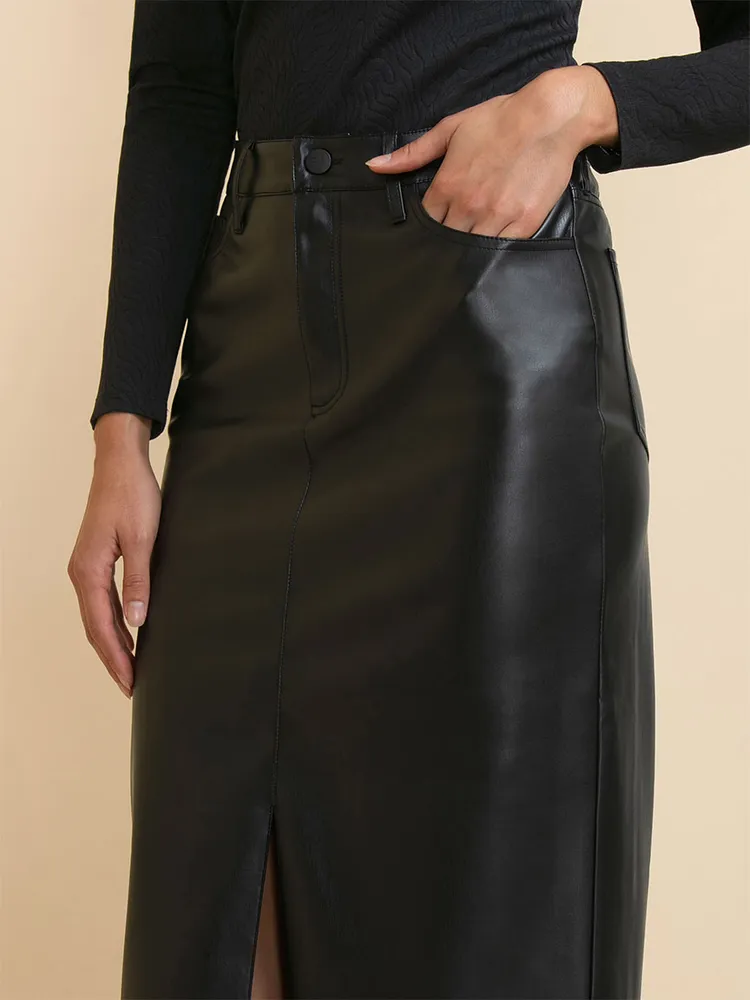 5 Pocket Midi Skirt Faux Leather