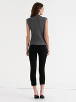 Mock Neck Sleeveless Rib Sweater
