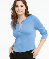 Ribbed Button Front Cardigan