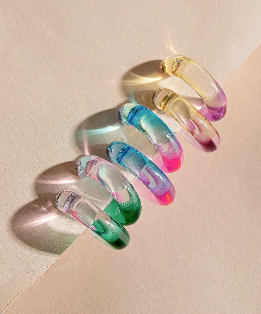 3-Pack Ombre Coloured Resin Hoop Earrings