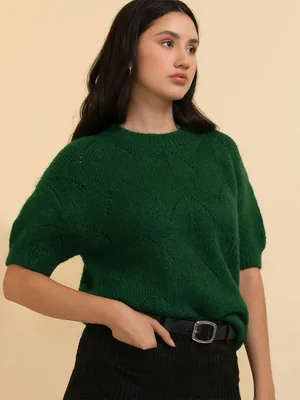Elbow Sleeve Pointelle Sweater