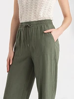 Viscose Linen Pull-On Cropped Pant