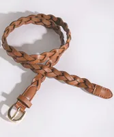 Cognac Braided Belt with Gold Buckle
