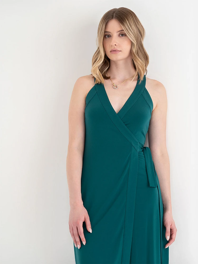 Sleeveless Midi Wrap Dress