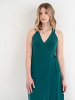 Sleeveless Midi Wrap Dress