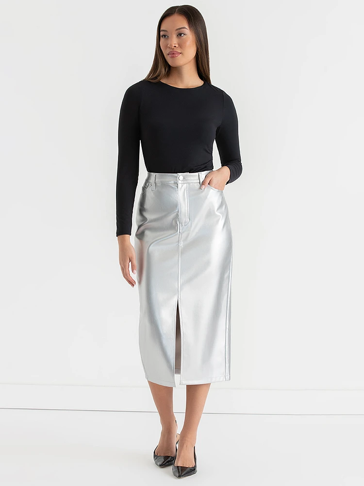 Silver Midi Skirt