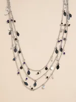 Long Layered Chain & Blue Beaded Necklace